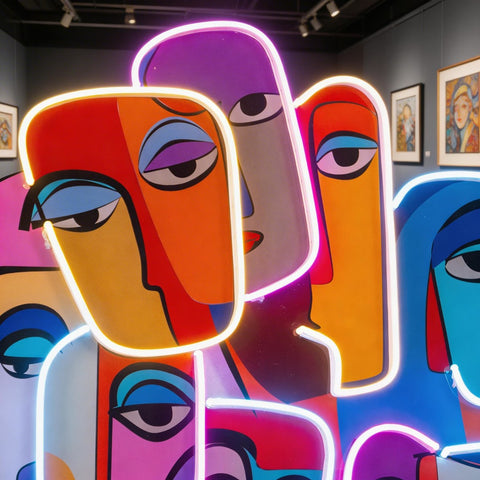 Multiple Colorful Faces Abstract Art LED Neon Sign Light Pop Art