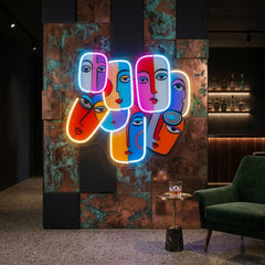 Multiple Colorful Faces Abstract Art LED Neon Sign Light Pop Art