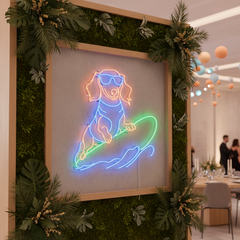 Dachshund Surfing Neon Sign Personalized Summer Party Decor Sign