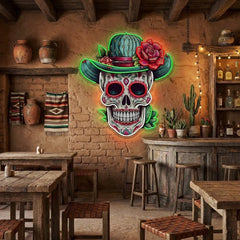 Custom Your Name Day Of The Dead Skull Mexico Artwork Led Neon Sign Light