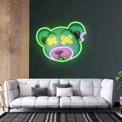 Dead Bear Cartoon Art Work Led Neon Sign Light