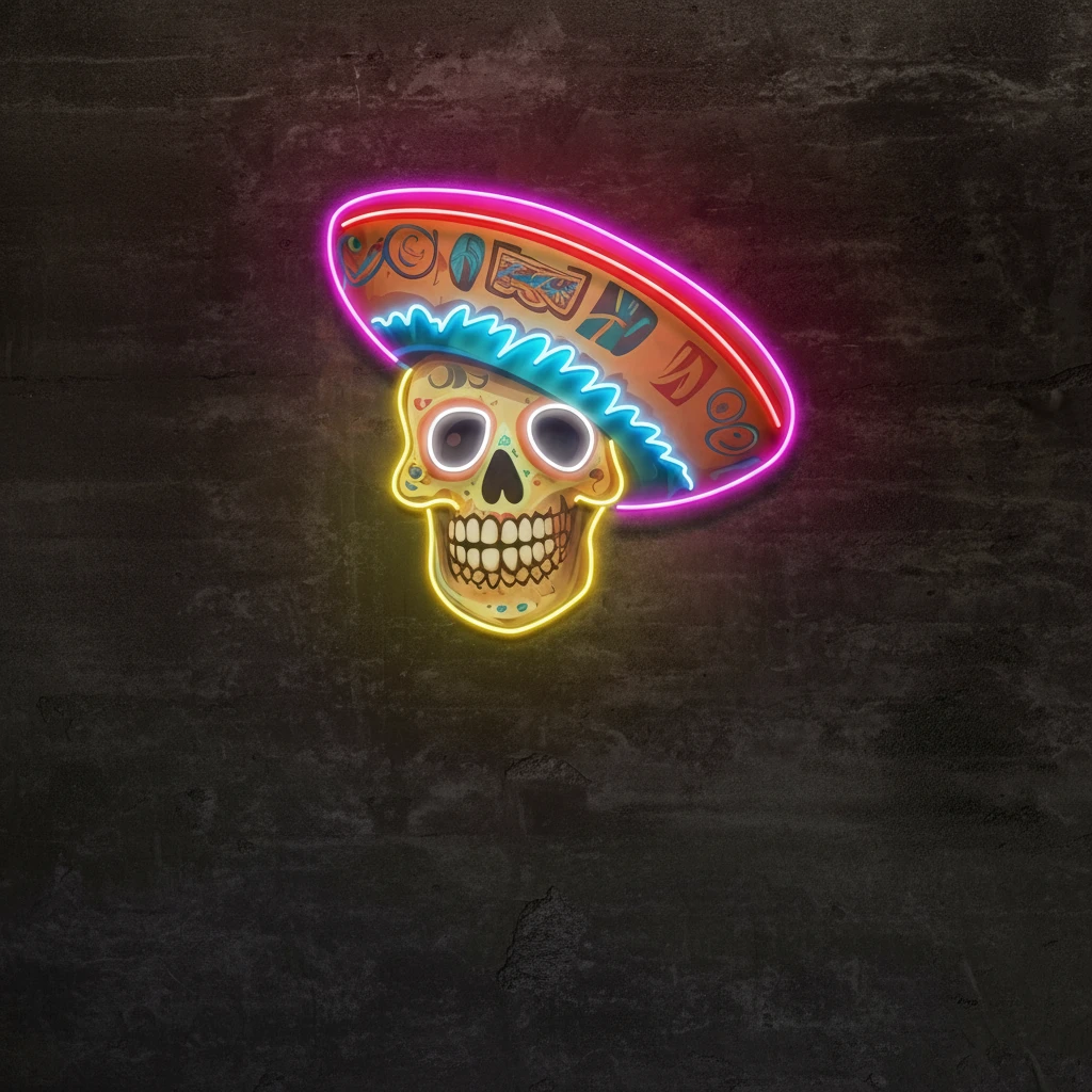 Custom Name Dead Day Party Sugar Skull Or Halloween Holiday Artwork Led Neon Sign Light