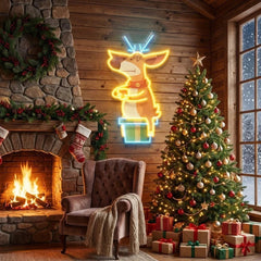 Deer On Gift Art Work Led Neon Sign Light