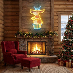 Deer On Gift Art Work Led Neon Sign Light