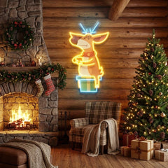 Deer On Gift Art Work Led Neon Sign Light