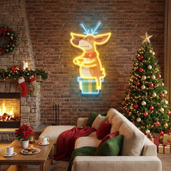 Deer On Gift Art Work Led Neon Sign Light