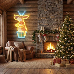 Deer On Gift Art Work Led Neon Sign Light