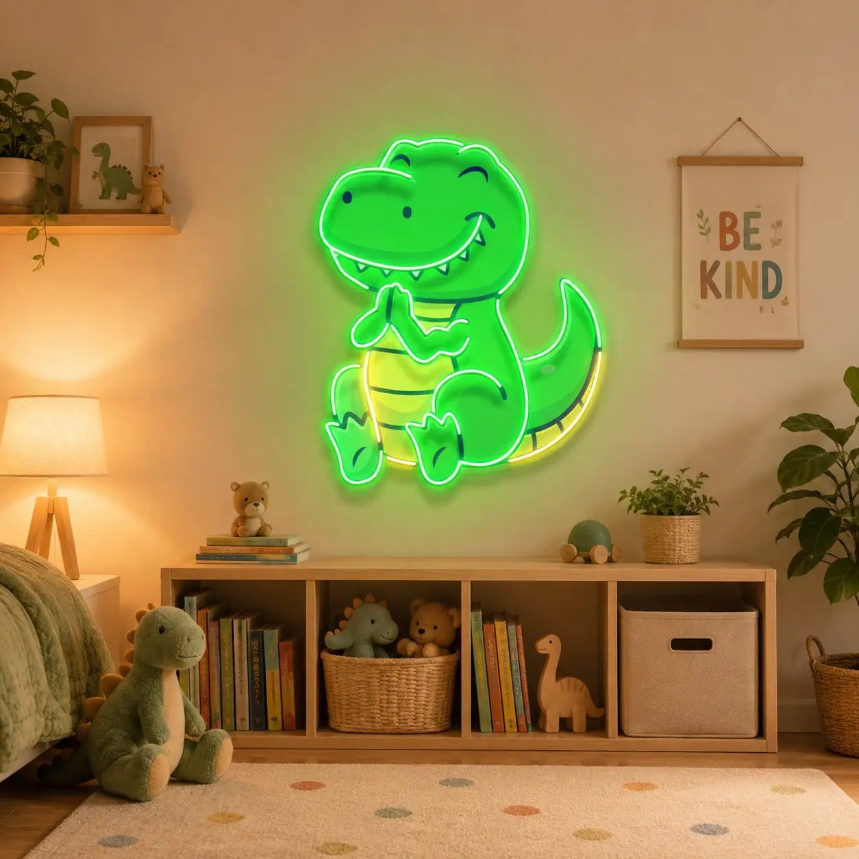 Dinosaur Clapping LED Neon Sign Light Pop Art