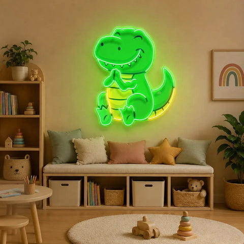 Dinosaur Clapping LED Neon Sign Light Pop Art