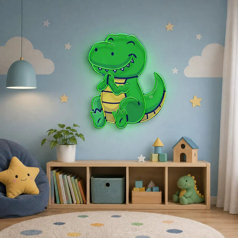 Dinosaur Clapping LED Neon Sign Light Pop Art