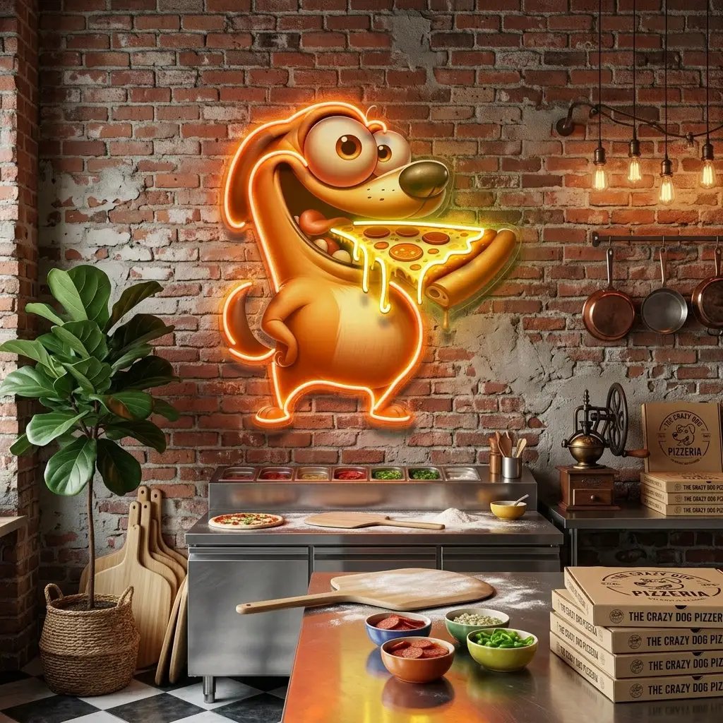 Dog Eat Pizza LED Neon Sign Light Pop Art