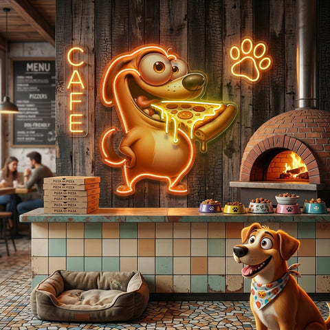 Dog Eat Pizza LED Neon Sign Light Pop Art
