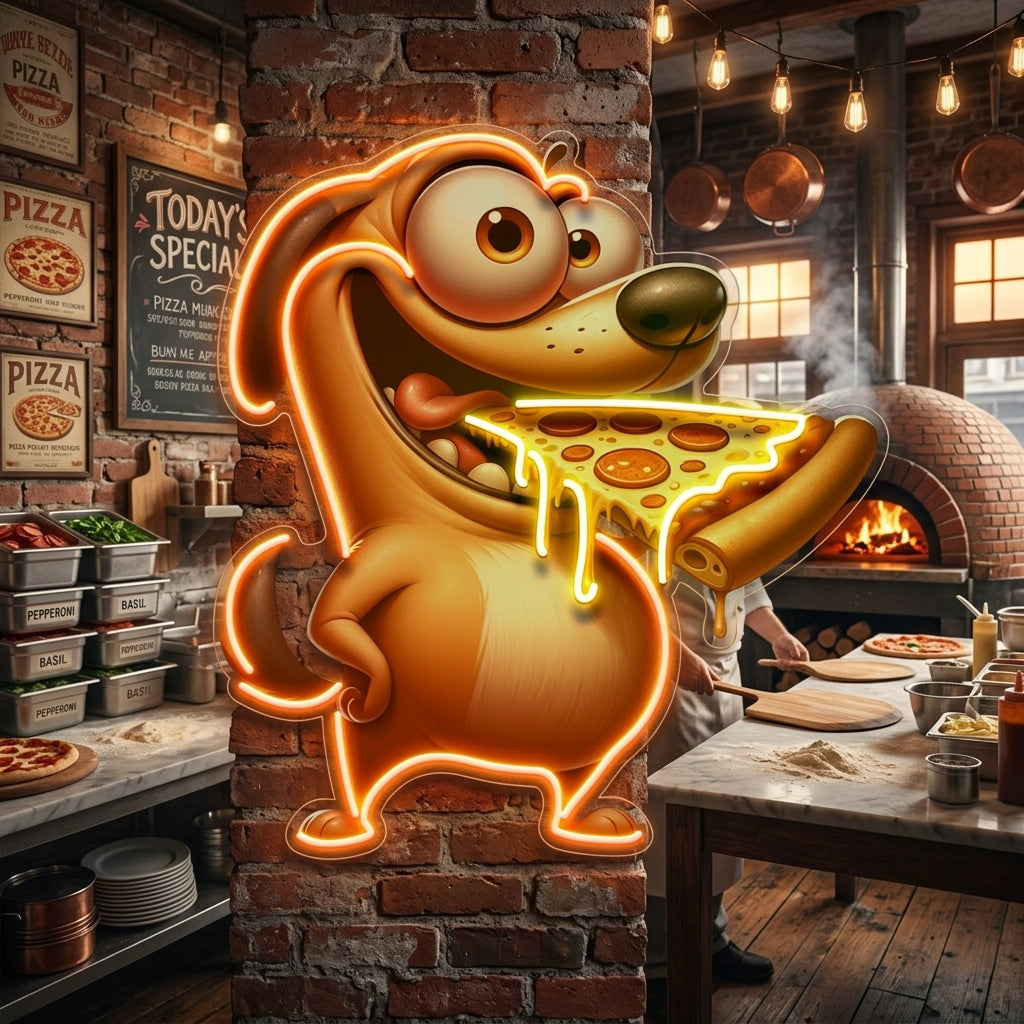 Dog Eat Pizza LED Neon Sign Light Pop Art