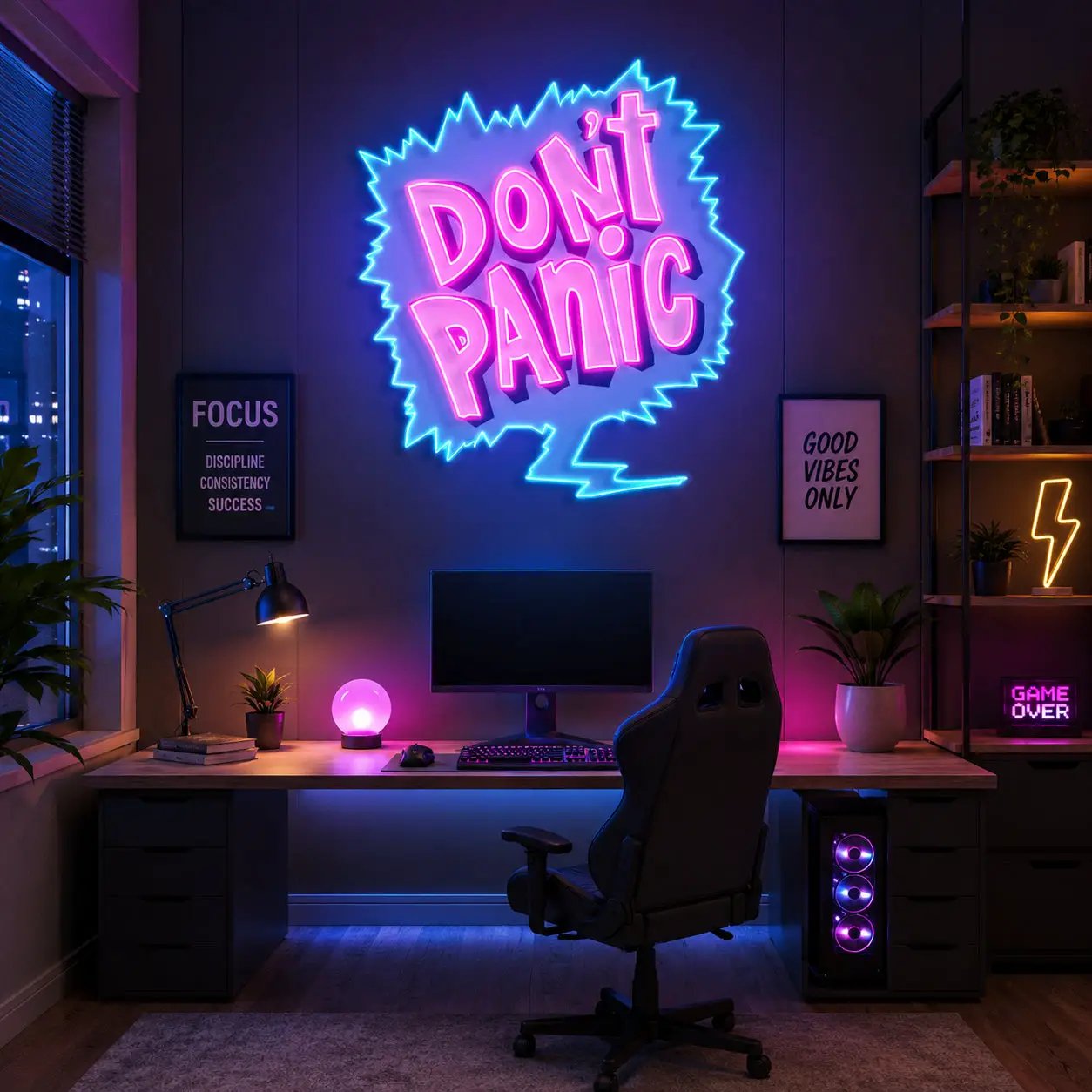 Don't Panic Led Neon Acrylic Artwork
