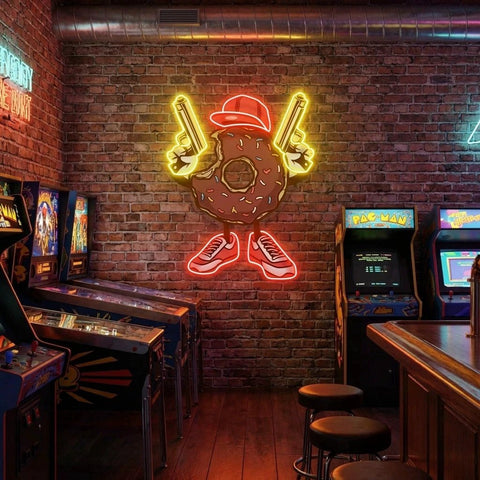 Donuts With Gun Artwork Led Neon Sign Light