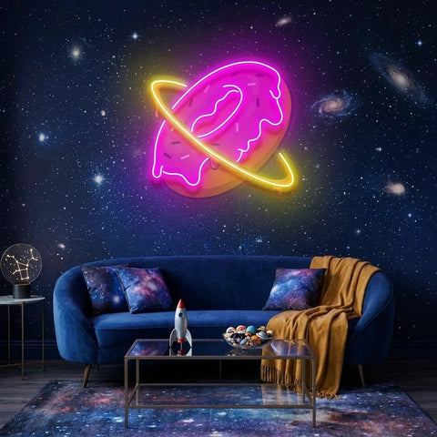 Doughnut Planet Artwork Led Neon Sign Light