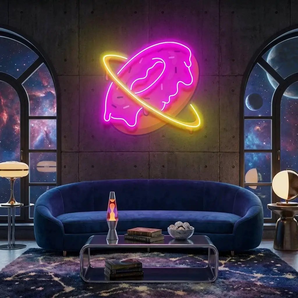Doughnut Planet Artwork Led Neon Sign Light