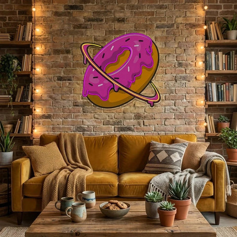Doughnut Planet Artwork Led Neon Sign Light