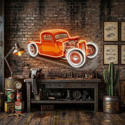 Drag Racing Car LED Neon Sign Light Pop Art