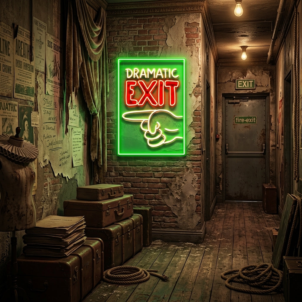 Dramatic Exit LED Neon Sign Light Pop Art