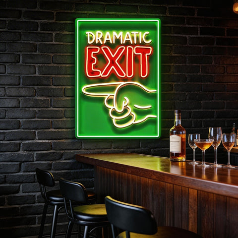 Dramatic Exit LED Neon Sign Light Pop Art