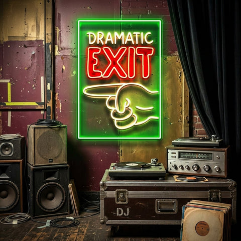 Dramatic Exit LED Neon Sign Light Pop Art