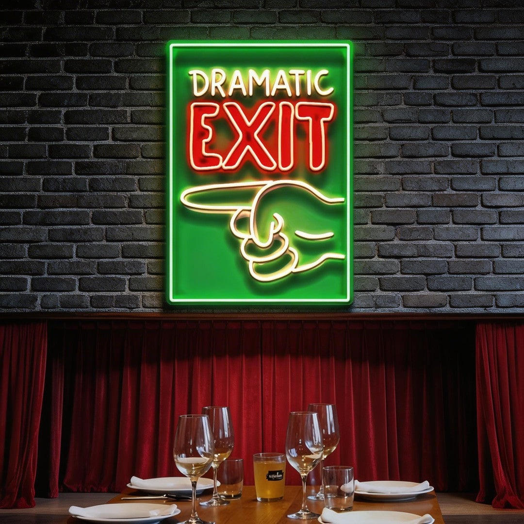 Dramatic Exit LED Neon Sign Light Pop Art