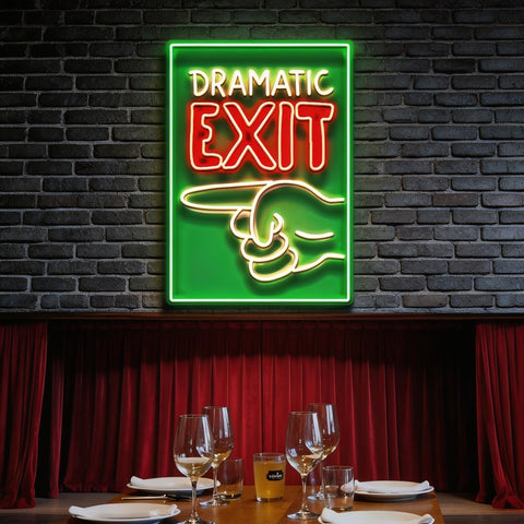 Dramatic Exit LED Neon Sign Light Pop Art
