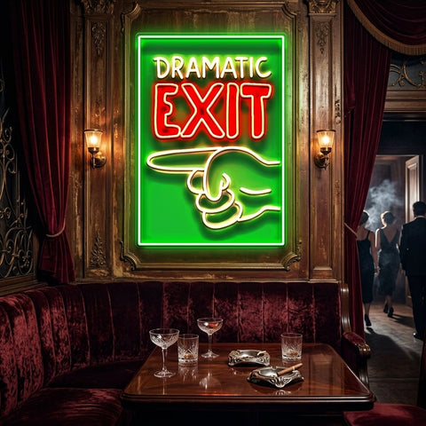 Dramatic Exit LED Neon Sign Light Pop Art