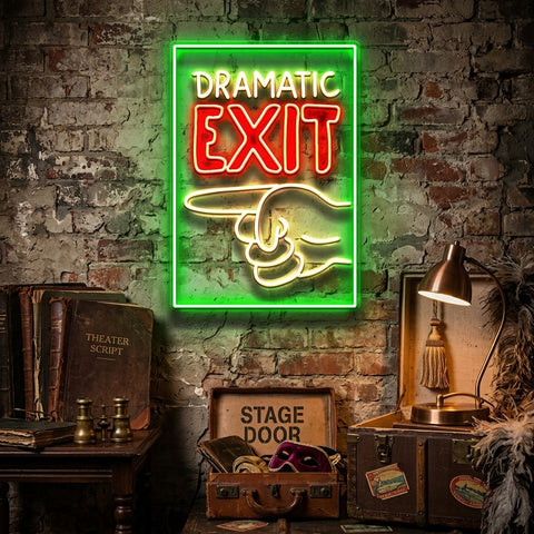 Dramatic Exit LED Neon Sign Light Pop Art