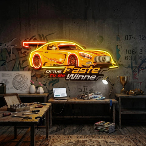 Drive Faster LED Neon Sign Light Pop Art