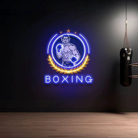 Dynamic Boxer Gym Signage Artwork Led Neon Sign Light