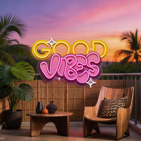 Dynamic Callipraphy GOOD VIBES LED Neon Sign Light Pop Art