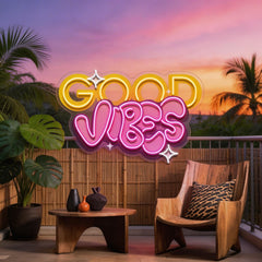 Dynamic Callipraphy GOOD VIBES LED Neon Sign Light Pop Art