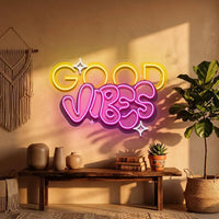 Dynamic Callipraphy GOOD VIBES LED Neon Sign Light Pop Art