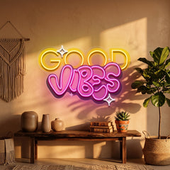Dynamic Callipraphy GOOD VIBES LED Neon Sign Light Pop Art