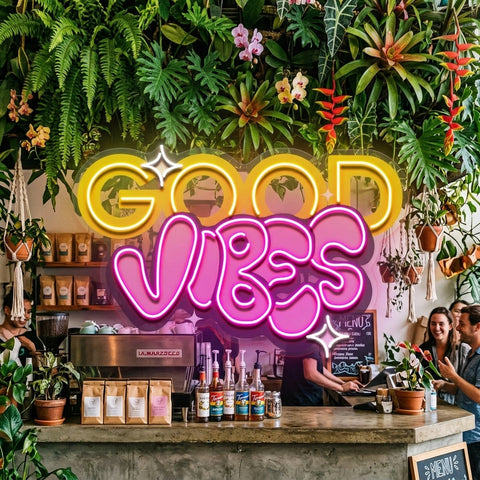 Dynamic Callipraphy GOOD VIBES LED Neon Sign Light Pop Art