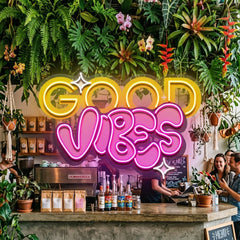 Dynamic Callipraphy GOOD VIBES LED Neon Sign Light Pop Art