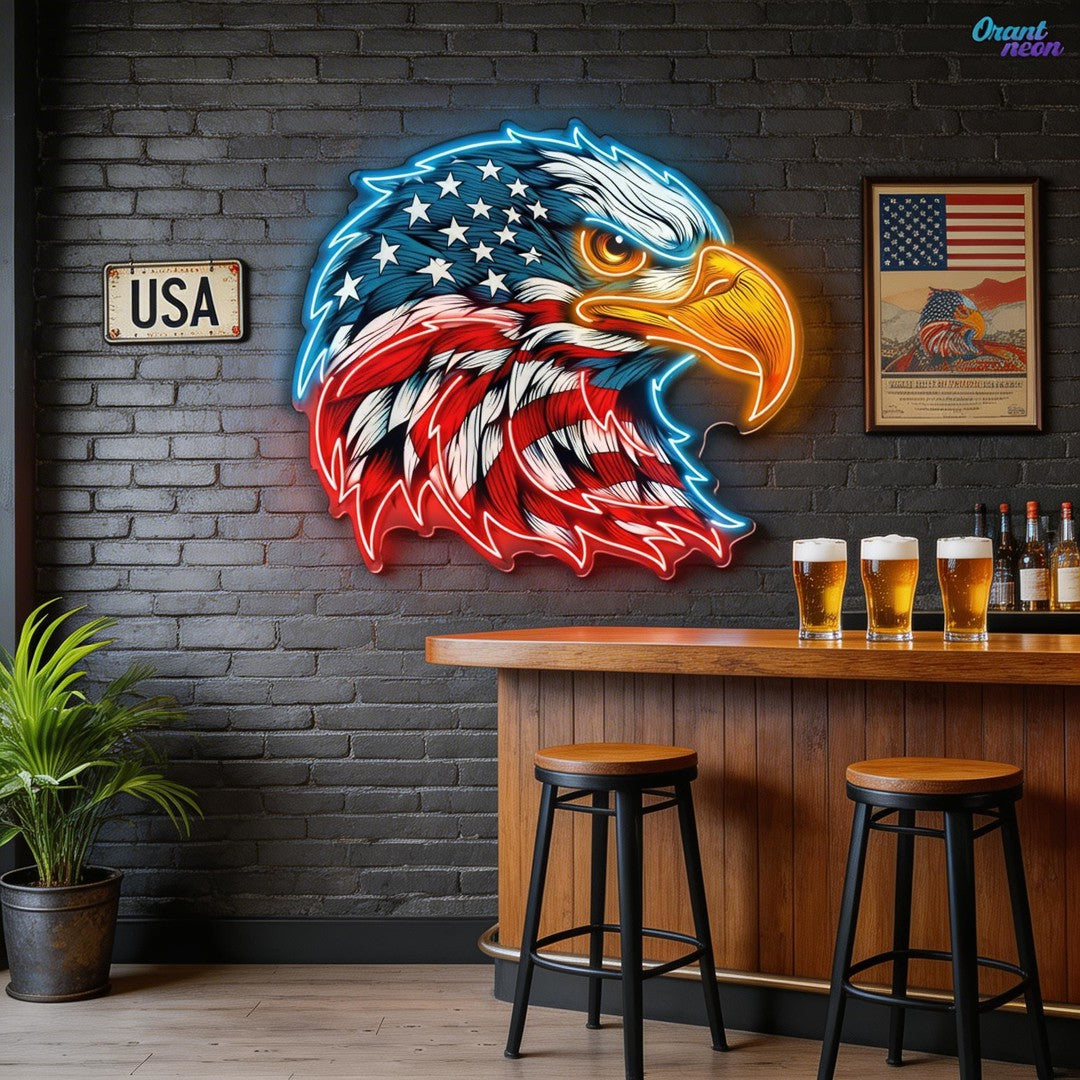 Eagle America Head Neon Sign