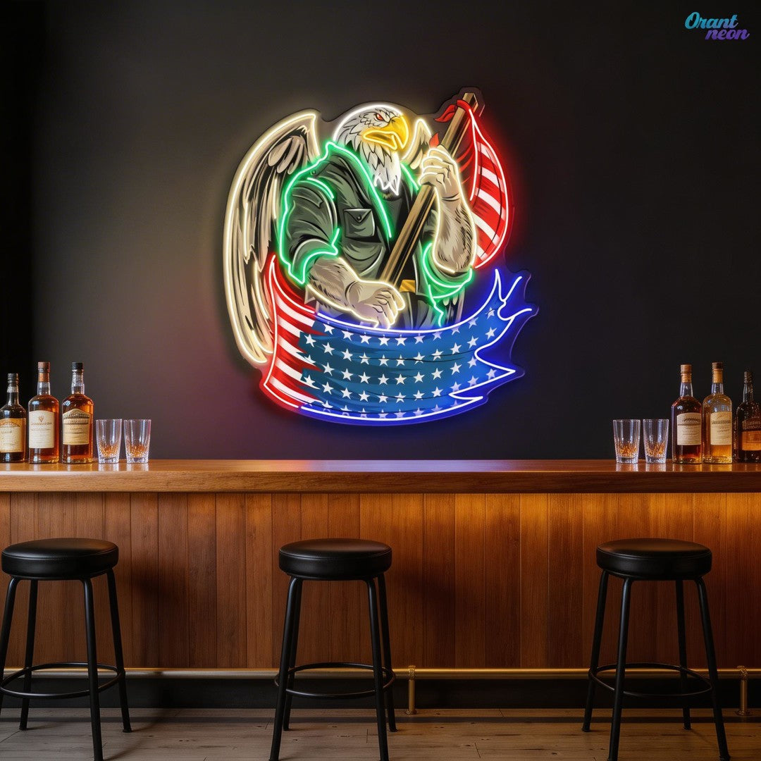 Eagle America Usa Army Soldier Artwork Neon Sign