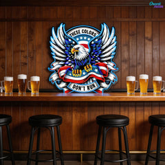 Soaring Freedom: The Eagle and Flag in Neon Sign Light Artwork