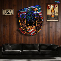 Eagle design with american flag Neon Sign Light Artwork