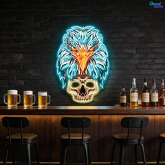 Skybound and Bound for Death: Neon Eagle and Skull Sign Light Artwork