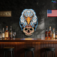 Skybound and Bound for Death: Neon Eagle and Skull Sign Light Artwork