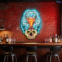 Skybound and Bound for Death: Neon Eagle and Skull Sign Light Artwork