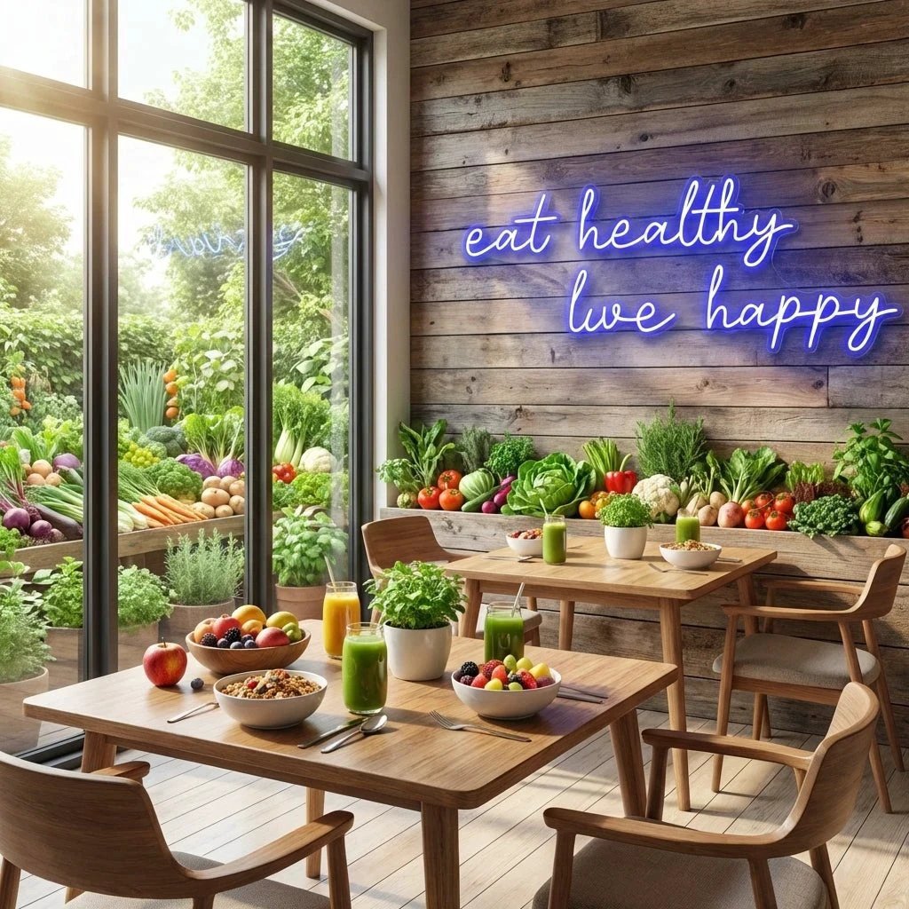 Eat Healthy, Live Happy Led Neon Sign Light