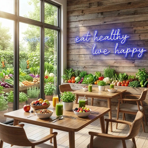 Eat Healthy, Live Happy Led Neon Sign Light