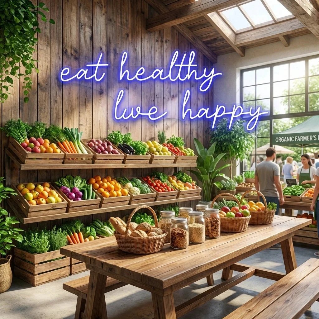 Eat Healthy, Live Happy Led Neon Sign Light