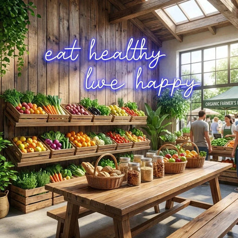 Eat Healthy, Live Happy Led Neon Sign Light