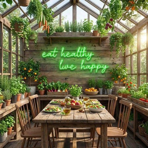 Eat Healthy, Live Happy Led Neon Sign Light